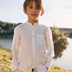 Camisa de Niño Zippy - Manga Larga y Cuello Mao Blanco