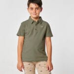 Conjunto de Niño Spagnolo - Polo Verde Caqui y Bermuda Beige Estampada