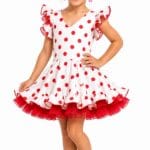 Vestido flamenco con volantes y lunares rojos