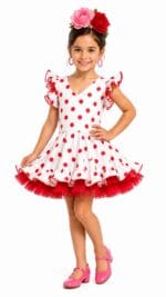 Vestido flamenco con volantes y lunares rojos
