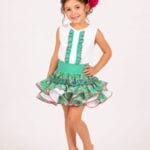 Conjunto flamenco infantil con falda de volantes verde agua