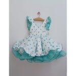 Vestido flamenco con volantes y lunares verde agua
