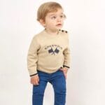 Conjunto bebé Spagnolo beige y azul marino
