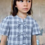Blusa niña cuadros azul con lazos decorativos ZKGAP0302_26010
