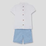 Conjunto niño camisa blanca y bermuda vichy azul 262006-1