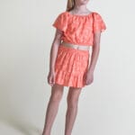 Top coral estampado niña manga volante 266061