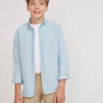 Camisa infantil azul denim manga larga 97013-1B