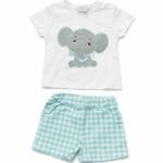 Conjunto bebe niño elefante verde agua