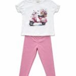 Conjunto niña camiseta moto rosa y leggings