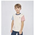 Camiseta niño Spagnolo bicolor beige con mangas en contraste