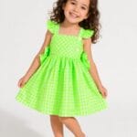 Vestido niña cuadros verde flúor Miranda Ref 614/V