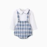 Conjunto bebé niño cuadros azul con body ZNBAP0602_26007