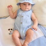 Conjunto bebé Mayoral rayas azul con gorrito Ref 1614