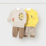 Conjunto bebé Mayoral 4 piezas beige y amarillo Ref 1628