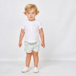 Conjunto bebé niño Spagnolo polo y short verde agua Ref 638S