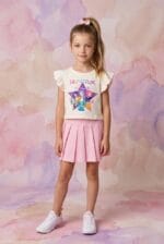 Conjunto Six Seven niña azul con short blanco - Imagen 2