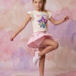Conjunto Six Seven niña azul con short blanco