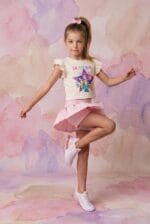 Conjunto Six Seven niña azul con short blanco