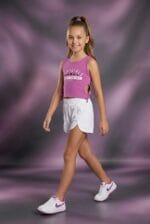 Conjunto niña rosa Baby Girls con short blanco