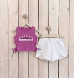 Conjunto niña rosa Baby Girls con short blanco - Imagen 2