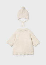 Abrigo de punto bebé Mayoral crudo con gorro Ref. 2403 - Imagen 3