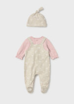 Pelele bebé niña Mayoral con gorro rosa y beige Ref. 2651 - Imagen 2