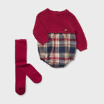 Pelele bebé niño Mayoral rojo de cuadros con leotardos Ref. 2681