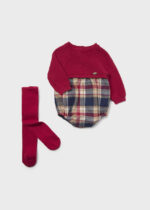 Pelele bebé niño Mayoral rojo de cuadros con leotardos Ref. 2681