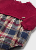 Pelele bebé niño Mayoral rojo de cuadros con leotardos Ref. 2681 - Imagen 2