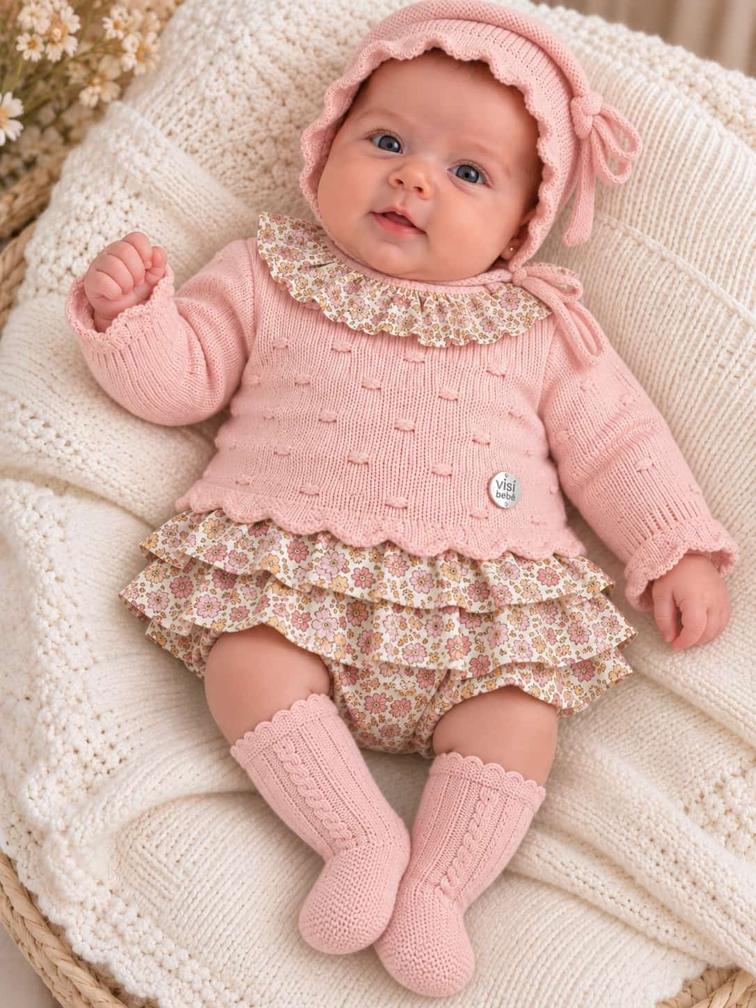 WhatsApp Image 2026-10-20 at 21.45.08(1) Conjunto bebé niña Visi Bebé rosa con flores y capota Ref. 70531 - Imagen 1