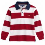 Polo niño Spagnolo manga larga rojo y blanco de rayas