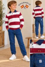 Pantalón vaquero jogger niño Spagnolo azul con cintura elástica - Imagen 7