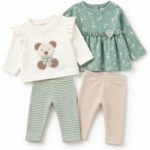 Pack 2 conjuntos bebé niña Mayoral osito y flores – Ref. 2758